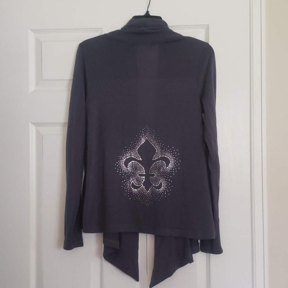 Gray Pulllover with Rhinestone Embellishments Med